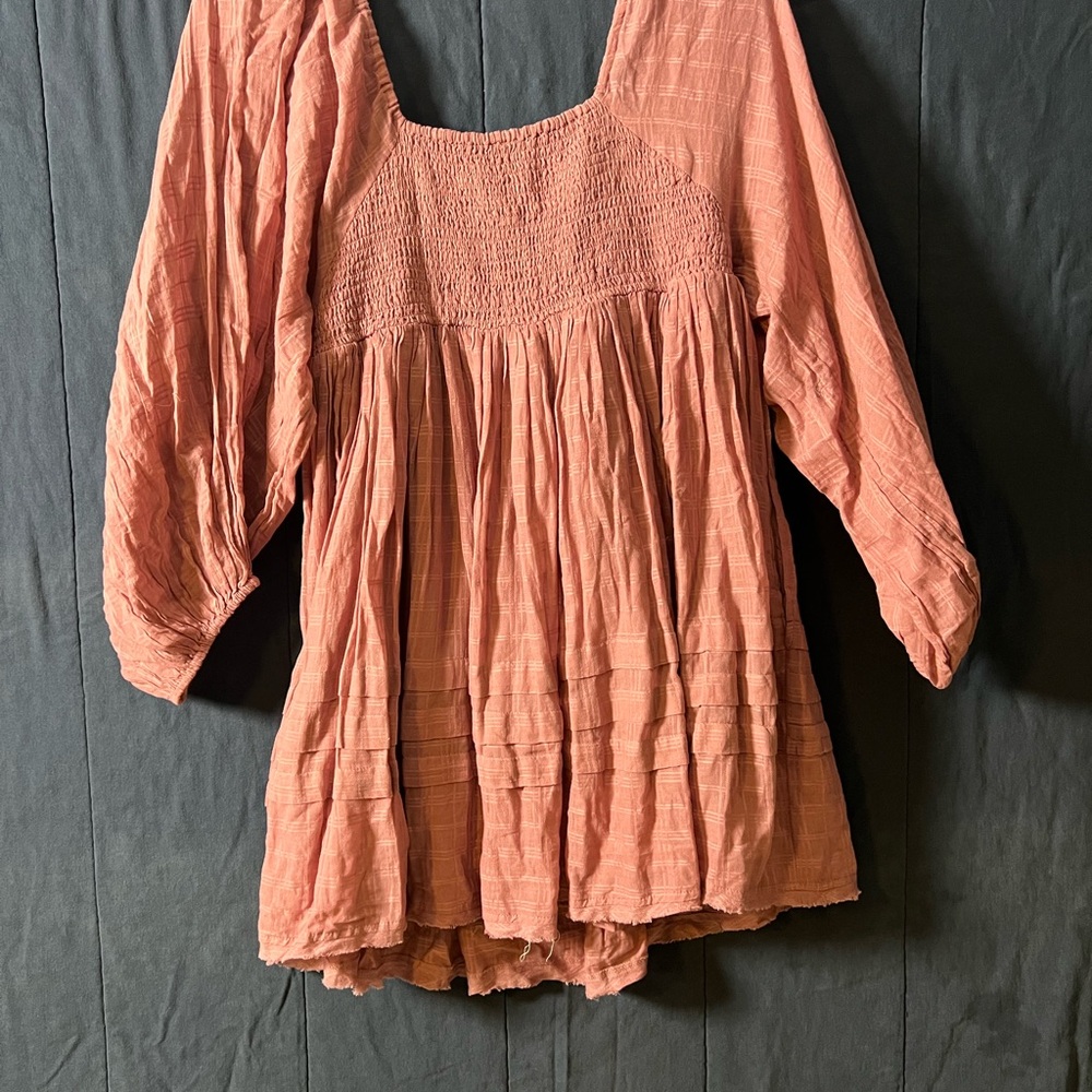 Free People Dusty Rose Smocked Blouse - Picture 3 of 3